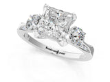 White gold Princess Cut Brilliant Three-Stone Diamond Ring with Pavé Band and Four-Prong Setting_8