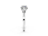 White gold Princess Cut Brilliant Three-Stone Diamond Ring with Pavé Band and Four-Prong Setting_9