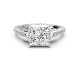 White gold Princess Cut Cathedral Pave Diamond Engagement Ring with Six-Prong Setting_50