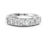 White gold Princess Cut Channel Set Diamond Band with Bar Prong Setting_17
