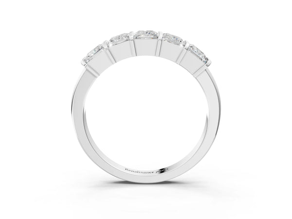 Platinum Princess Cut Channel Set Diamond Band with Bar Prong Setting