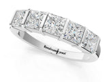 White gold Princess Cut Channel Set Diamond Band with Bar Prong Setting_76