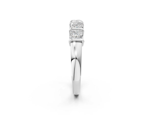 White gold Princess Cut Channel Set Diamond Band with Bar Prong Setting