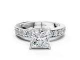 White gold Princess Cut Channel Set Diamond Engagement Ring with Four-Prong Setting_256
