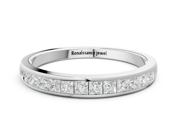 White gold Princess Cut Channel Set Diamond Eternity Band