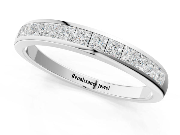 Platinum Princess Cut Channel Set Diamond Eternity Band