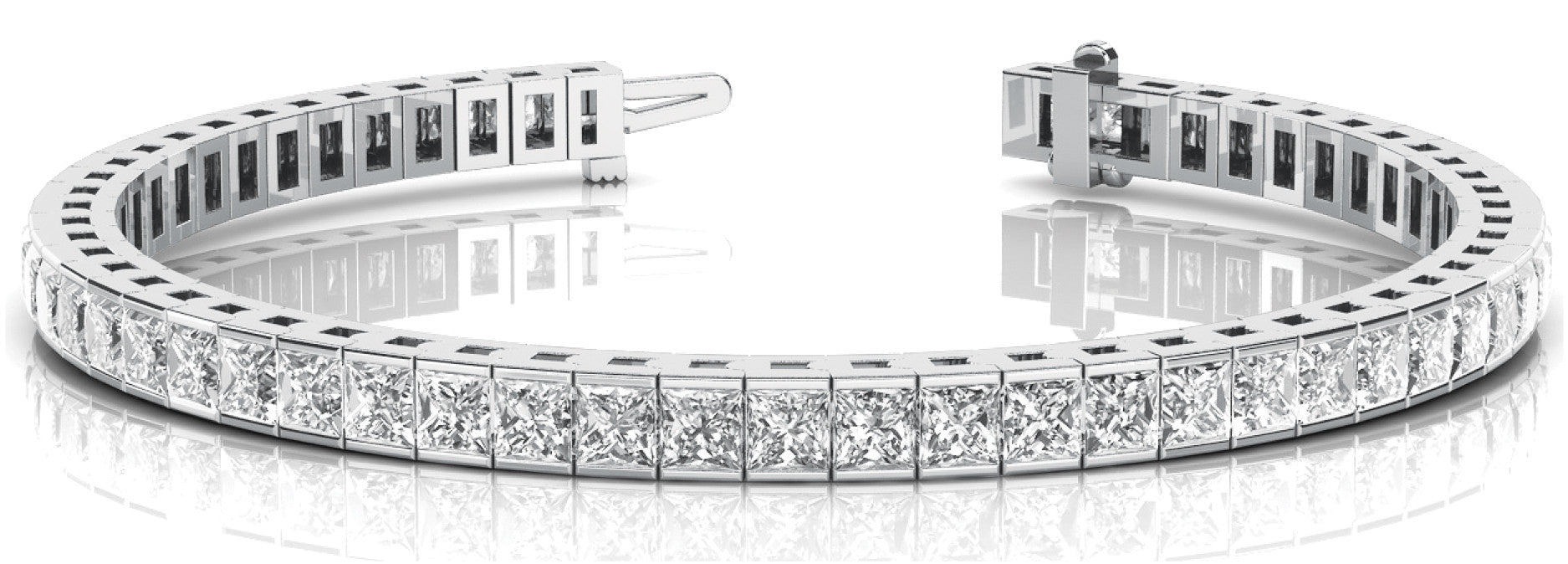 White gold Princess Cut Channel Set Diamond Tennis Bracelet