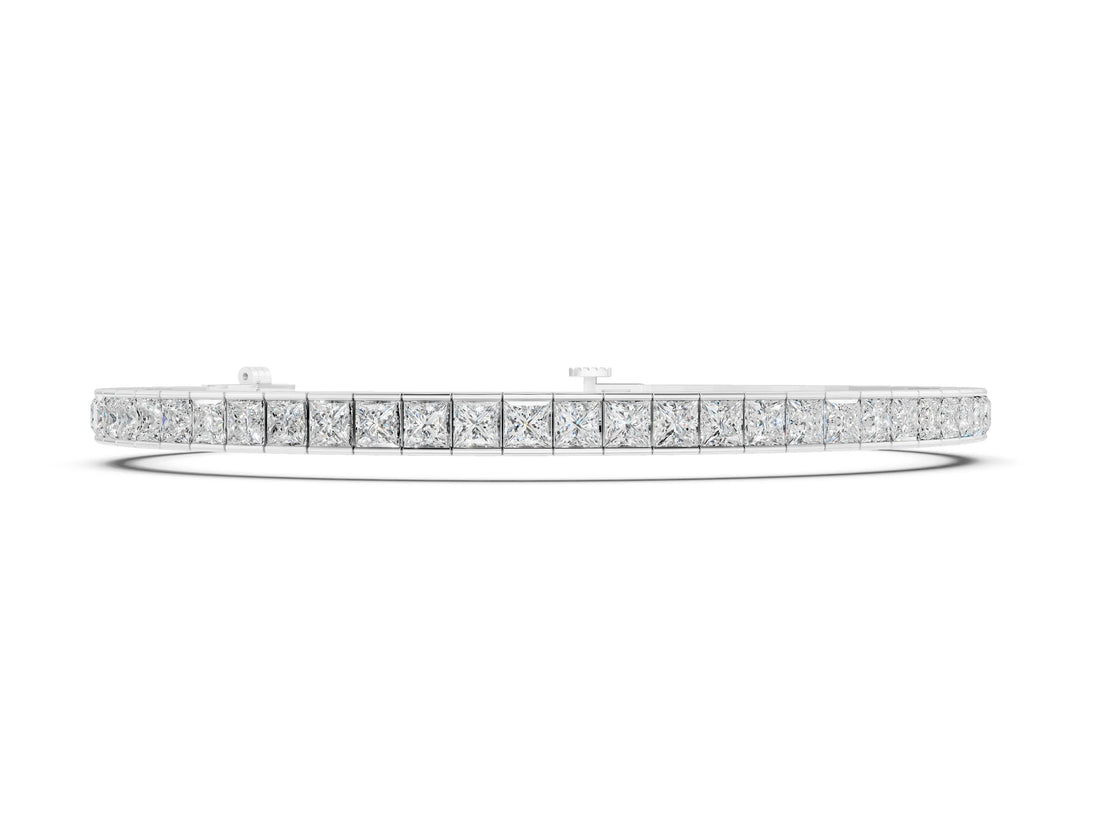 White gold Princess Cut Channel Set Diamond Tennis Bracelet