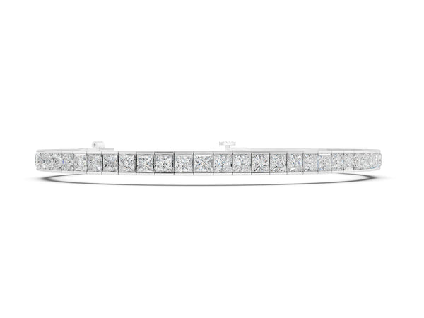 White gold Princess Cut Channel Set Diamond Tennis Bracelet