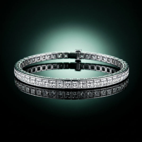 White gold Princess Cut Channel Set Diamond Tennis Bracelet
