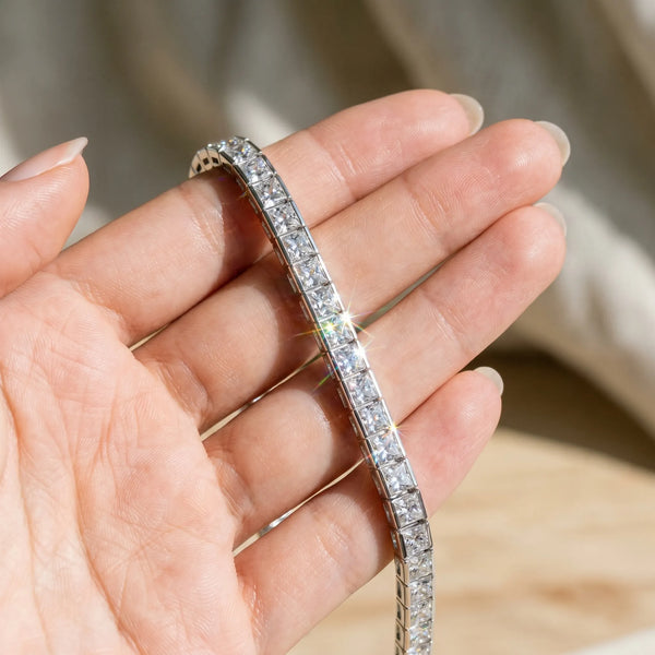 White gold Princess Cut Channel Set Diamond Tennis Bracelet