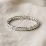 White gold Princess Cut Channel Set Diamond Tennis Bracelet_19