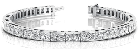 White gold Princess Cut Channel Set Diamond Tennis Bracelet
