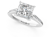 White gold Princess Cut Channel Set Solitaire Engagement Ring with Four-Prong Setting_244