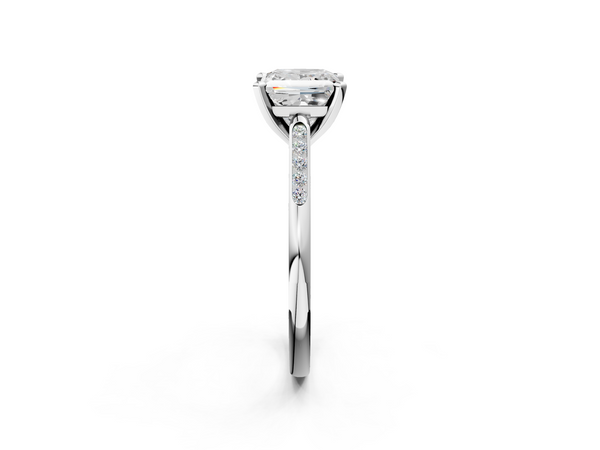 White gold Princess Cut Channel Set Solitaire Engagement Ring with Four-Prong Setting
