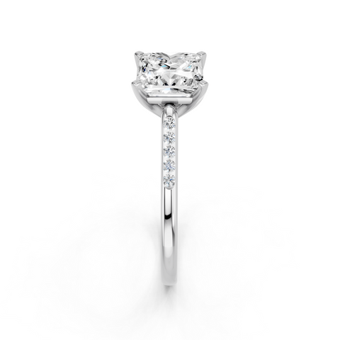 White gold Princess Cut Channel Set Solitaire Engagement Ring with Four-Prong Setting_96