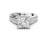 White gold Princess Cut Channel Set Solitaire Engagement Ring with Prong Setting_69