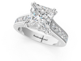White gold Princess Cut Channel Set Solitaire Engagement Ring with Prong Setting_71