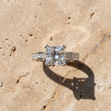 White gold Princess Cut Channel Set Solitaire Engagement Ring with Prong Setting_94