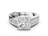 White gold Princess Cut Channel Set Solitaire Ring with Four-Prong Setting_26