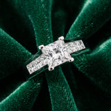 White gold Princess Cut Channel Set Solitaire Ring with Four-Prong Setting_86