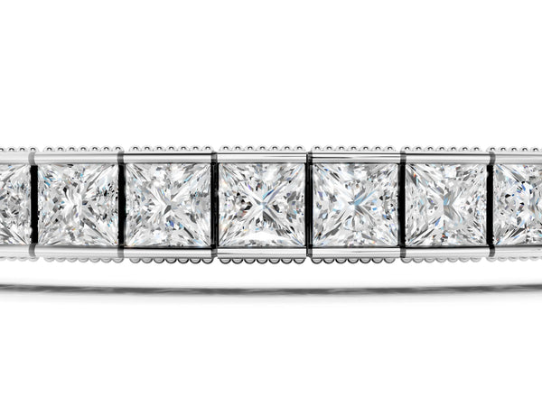 White gold Princess Cut Channel Set Tennis Bracelet with Box Clasp