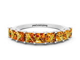 White gold Princess Cut Citrine Channel-Set Eternity Band with Prong Setting_6