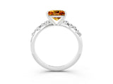 White gold Princess Cut Citrine Cluster Side Stone Solitaire Ring with Prong Setting_27