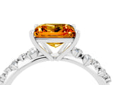 White gold Princess Cut Citrine Cluster Side Stone Solitaire Ring with Prong Setting_28