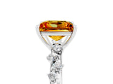 White gold Princess Cut Citrine Cluster Side Stone Solitaire Ring with Prong Setting_29