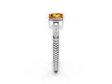 White gold Princess Cut Citrine Engagement Ring with Milgrain Channel Set Band and Prong Setting_2