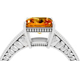 White gold Princess Cut Citrine Engagement Ring with Milgrain Channel Set Band and Prong Setting_4