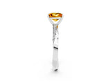 White gold Princess Cut Citrine Engagement Ring with Side Stone Accents and Four-Prong Setting_53
