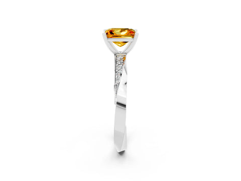 White gold Princess Cut Citrine Engagement Ring with Side Stone Accents and Four-Prong Setting_53