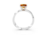 White gold Princess Cut Citrine Engagement Ring with Side Stone Accents and Four-Prong Setting_54