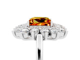 White gold Princess Cut Citrine Floral Double Halo Engagement Ring with Prong Setting_17