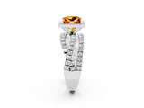 White gold Princess Cut Citrine Halo Ring with Round Split Shank and Prong Setting_62