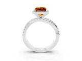 White gold Princess Cut Citrine Halo Ring with Round Split Shank and Prong Setting_63