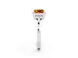 White gold Princess Cut Citrine Halo Ring with Tapered Band and Four-Prong Setting_2