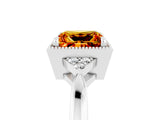 White gold Princess Cut Citrine Halo Ring with Tapered Band and Four-Prong Setting_5