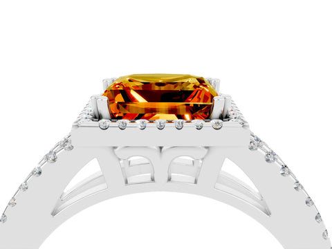 White gold Princess Cut Citrine Halo Split Shank Engagement Ring_16