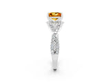 White gold Princess Cut Citrine  Halo Twist Band Solitaire Prong Setting Ring_26