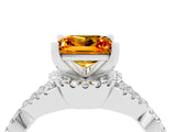 White gold Princess Cut Citrine  Halo Twist Band Solitaire Prong Setting Ring_28