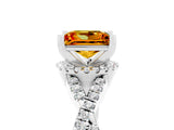 White gold Princess Cut Citrine  Halo Twist Band Solitaire Prong Setting Ring_29