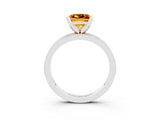 White gold Princess Cut Citrine Milgrain Pavé Engagement Ring with Four-Prong Setting_15