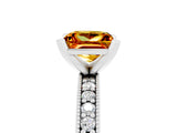 White gold Princess Cut Citrine Milgrain Pavé Engagement Ring with Four-Prong Setting_17