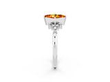 White gold Princess Cut Citrine Ring with Side Stones and Four-Prong Setting_38