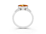 White gold Princess Cut Citrine Ring with Side Stones and Four-Prong Setting_39