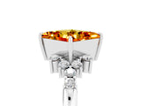 White gold Princess Cut Citrine Ring with Side Stones and Four-Prong Setting_41