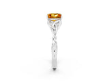 White gold Princess Cut Citrine Solitaire Celtic Knot Ring with Four-Prong Setting_14